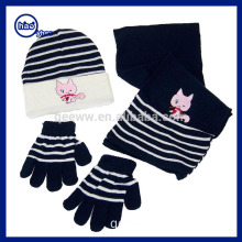 Yhao Brand Medium Style of Length and knitted Pattern cashmere knit scarf glove and hat set